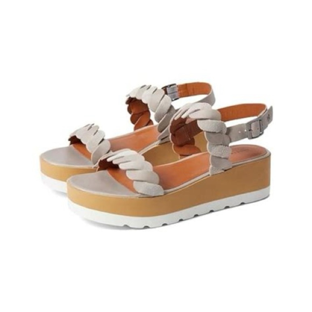 LUCKY BRAND Womens Gray 1.5 Wedge Vellenora Wedge Leather Slingback Sandal 7M